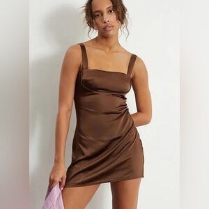Brown Satin Dress